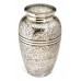 Superior Brass Cremation Ashes Urn  - Adult Size - Lush Foliage - Shades of Nickel